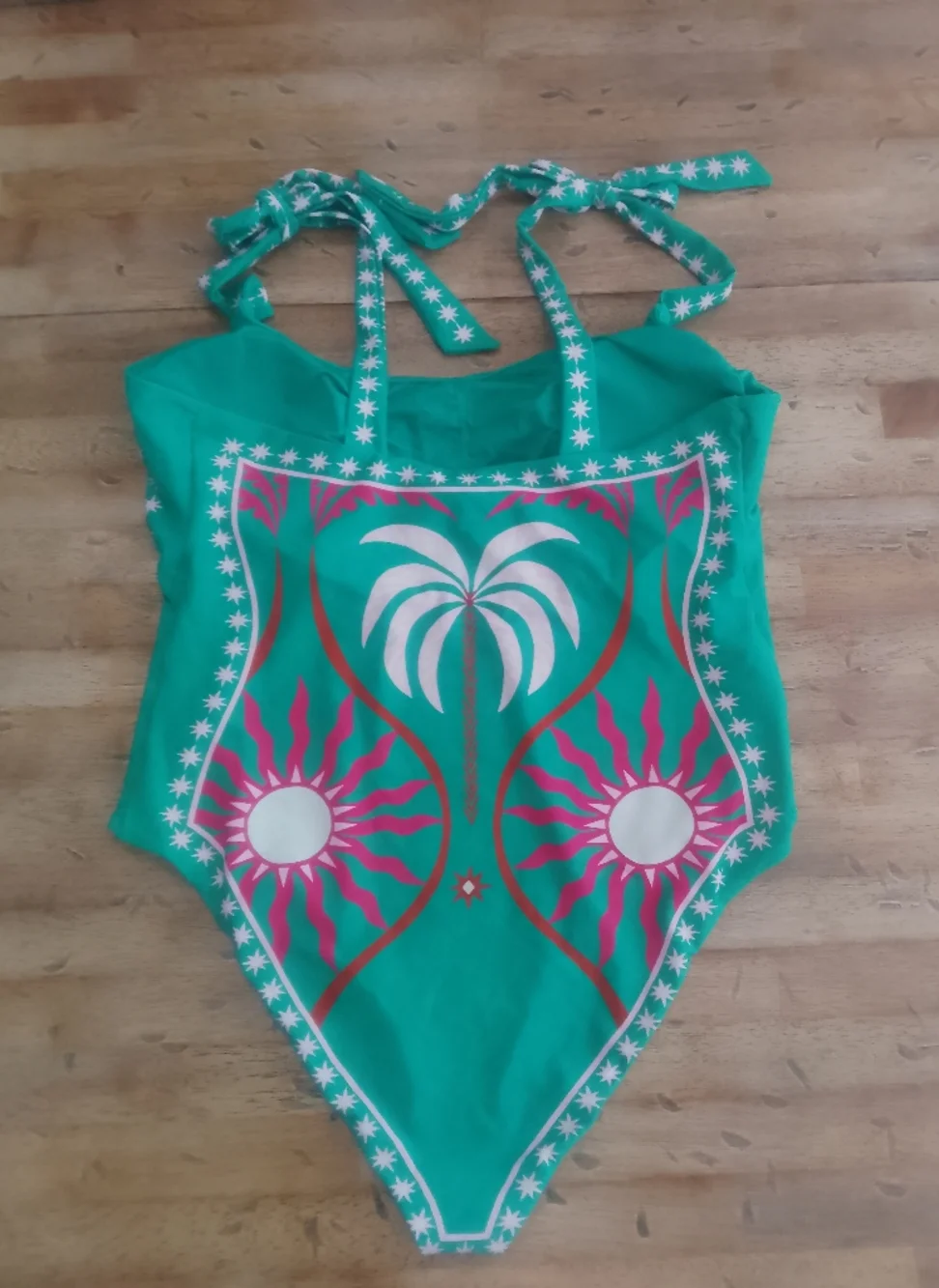 Beach Riot Green Tank with Pink and White Tropical Print Anthropologie - Picture 5 of 6